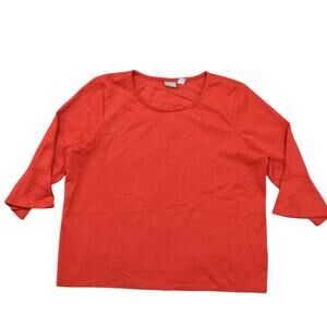 Chico's Size 3 Red Blouse Polyester Blend Preowned 3/4 sleeve Round Neck